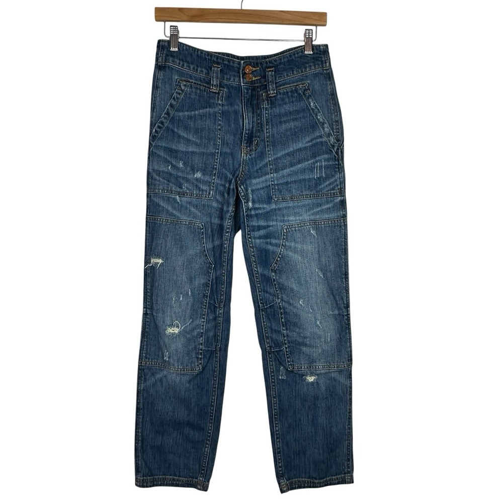Pilcro Anthropologie Utility Jeans Womens 27 Carpenter Workwear Distressed